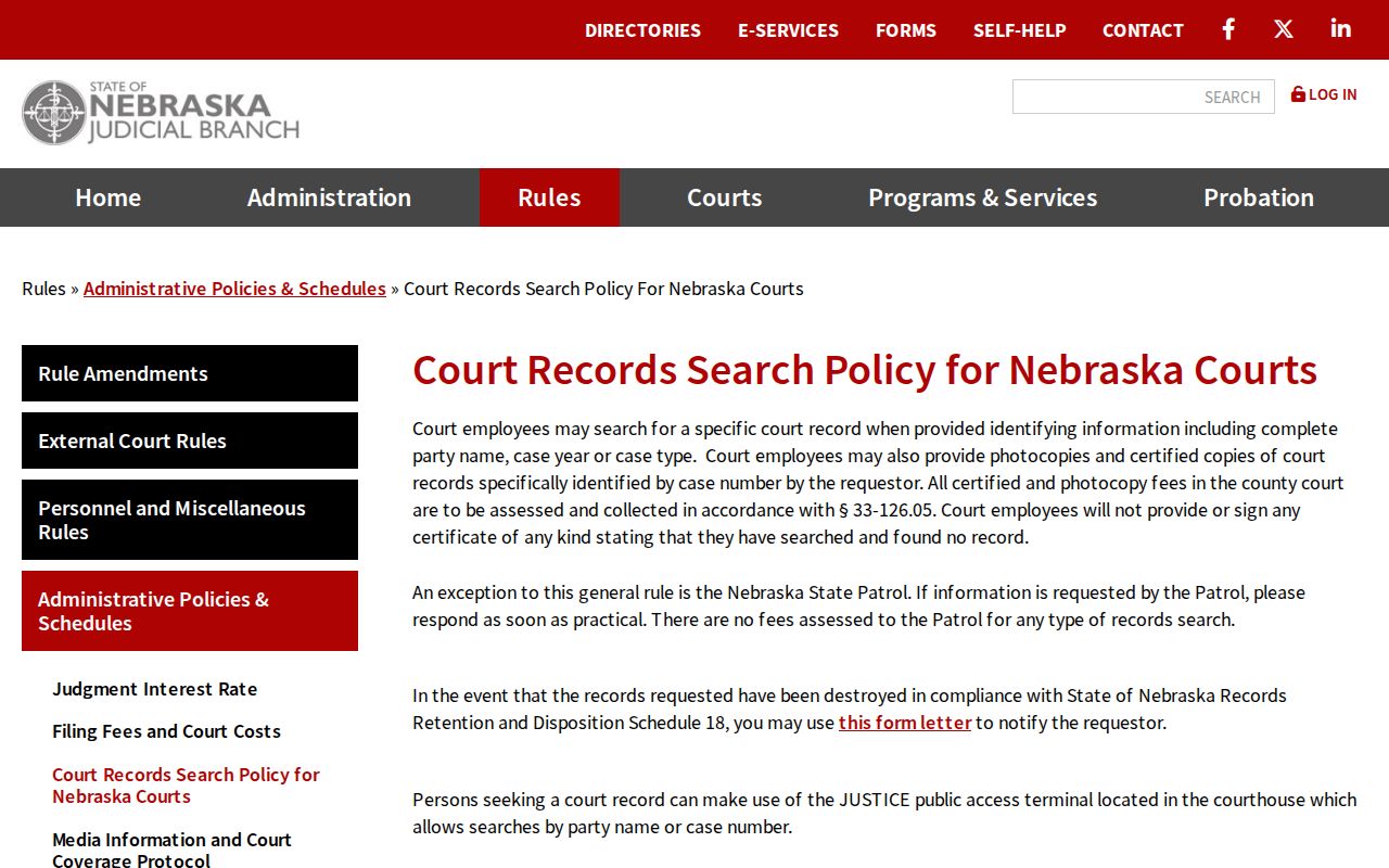 Valley County criminal court records search policy for JUSTICE access