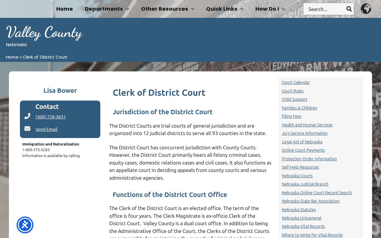 Valley County criminal court case clerk and dual court office page