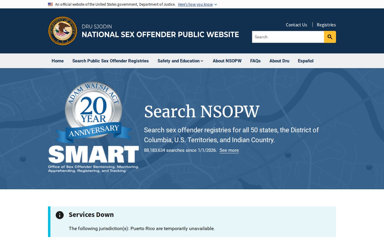 National public registry search supporting Valley County sex offender checks
